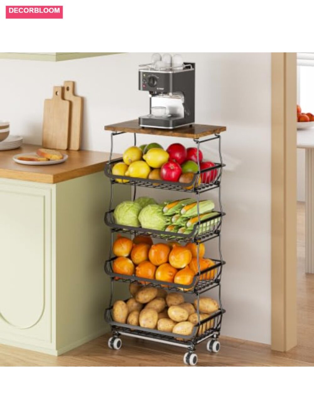 5 Tier Rolling Storage Cart Rolling Utility Cart with Wheels